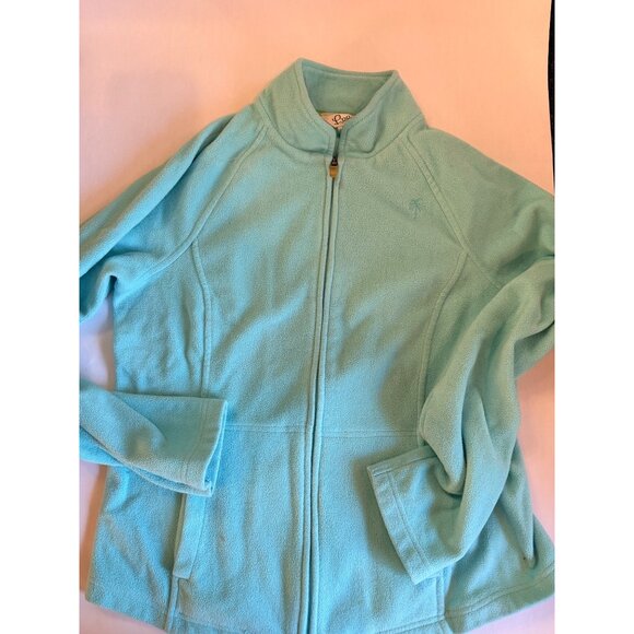 Lilly Pulitzer Womens Light mint Blue Full-Zip Fleece Jacket M With Palm Tree Lo - Picture 6 of 11